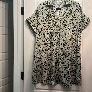 Green Animal Print Babydoll Dress
